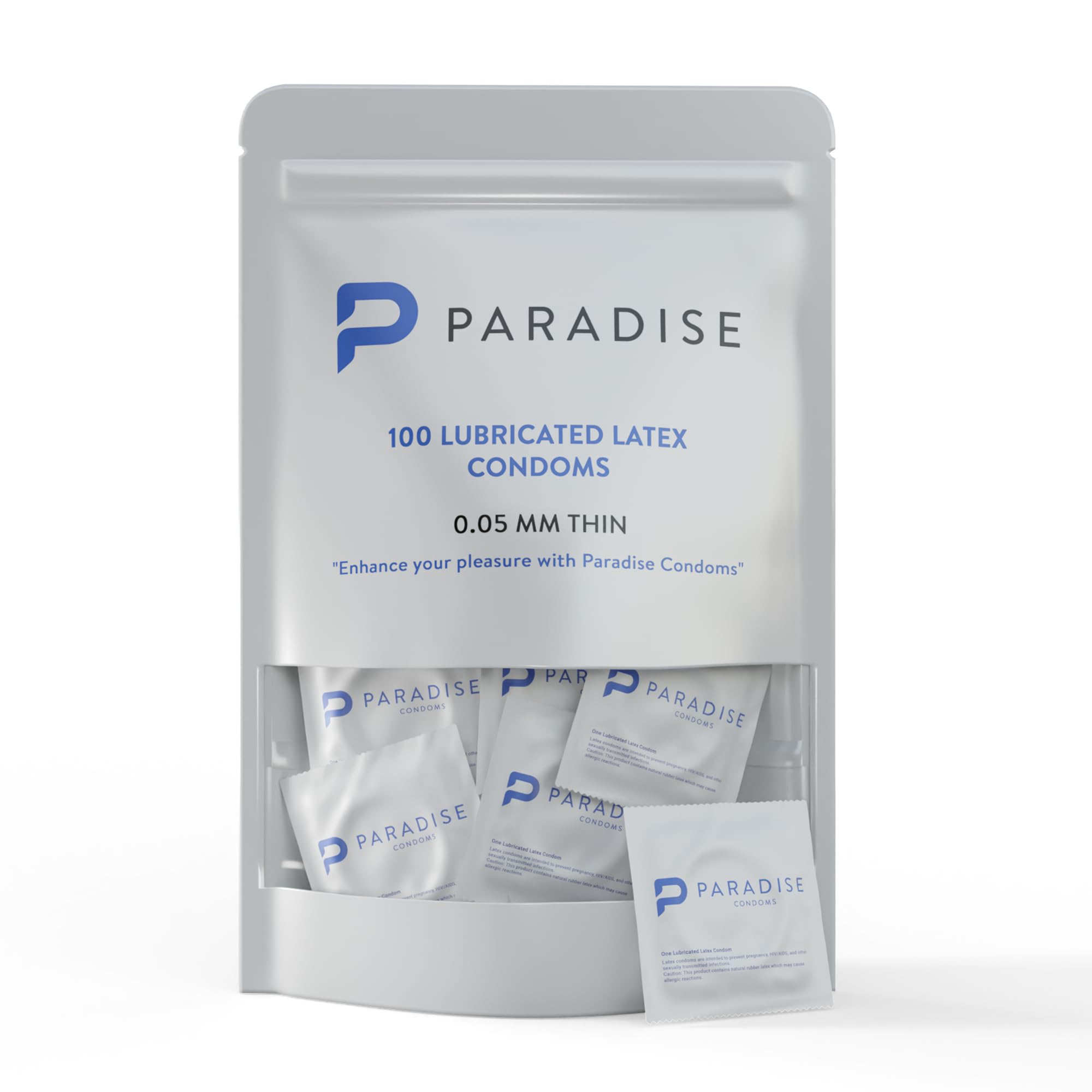 Paradise Lubricated Latex Condoms, Extra Lubricated Premium Latex for Men