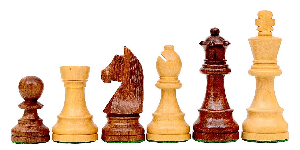 RR - Scacchi in legno, 9,5 cm, per giocatori professionisti, qualità da torneo realizzati in palissandro dorato