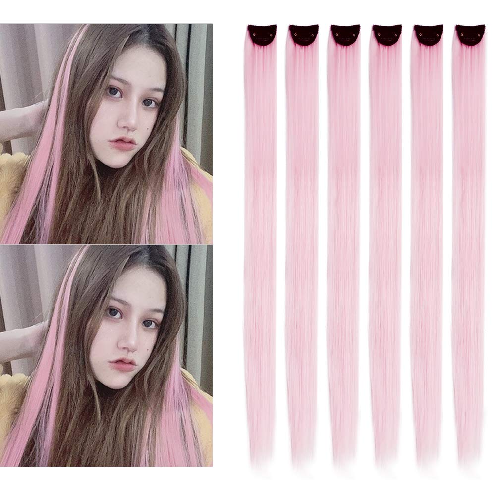 Amazon.com : Pink Clip in Hair Extensions Long Straight Synthetic Colored  Hairpieces 22inch Colorful Party Highlight Heat-Resistant Hair Piece for  Women (Sakura Pink) : Beauty & Personal Care