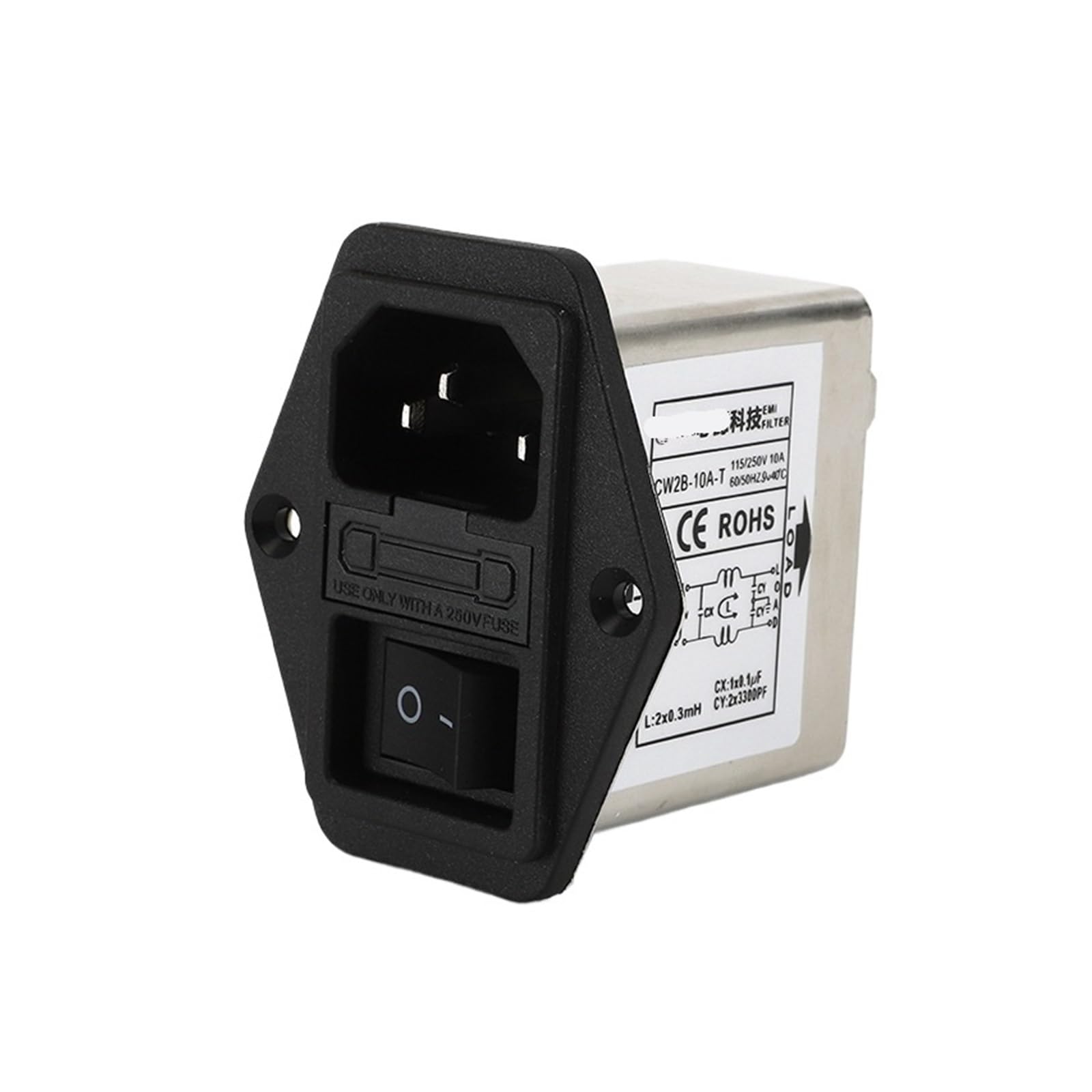 Filtre de prise CW2B-T avec interrupteur et fusible 3 en 1 alimentation