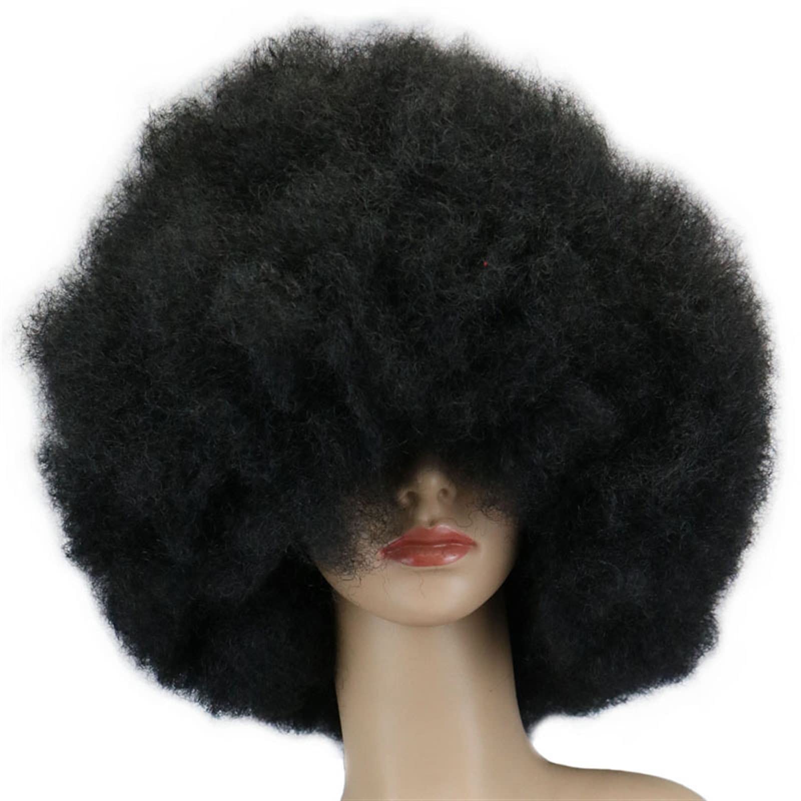 INGVYWig， Super Large Super Fluffy Big Explosive Head Fan Wig Black Masquerade Party