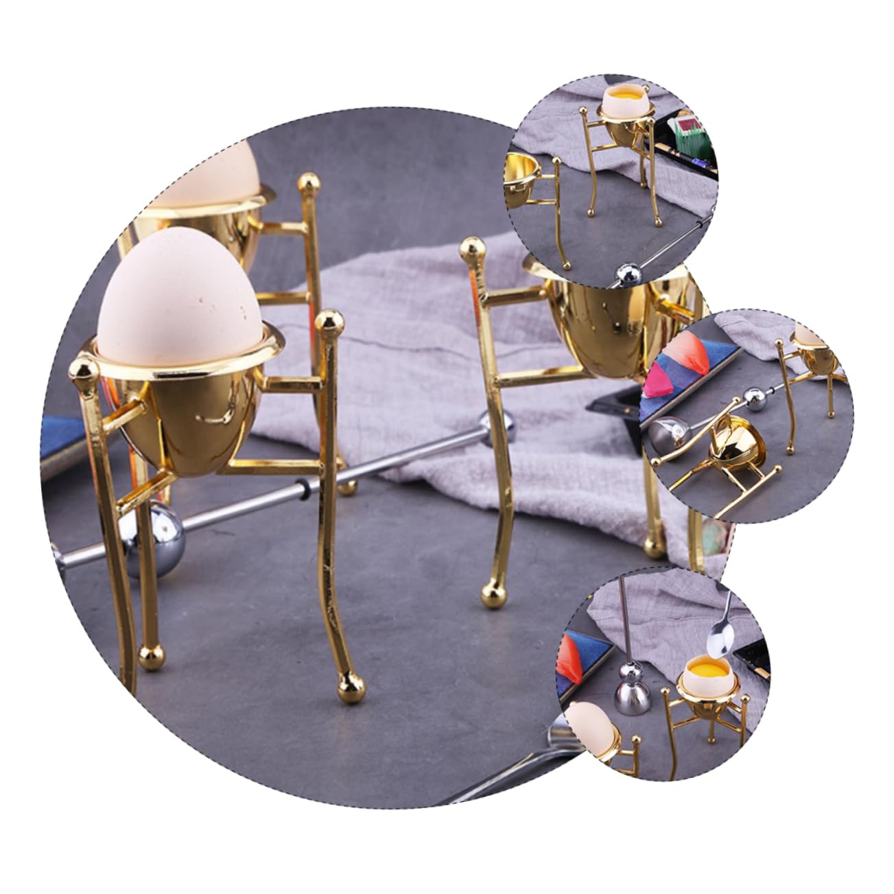 MAGICLULU 3pièces Support Œufs Cuivre Doré Porte-œufs Triangle Cuivre Pur Accessoire De Décoration De Cuisine Et Salle à Manger