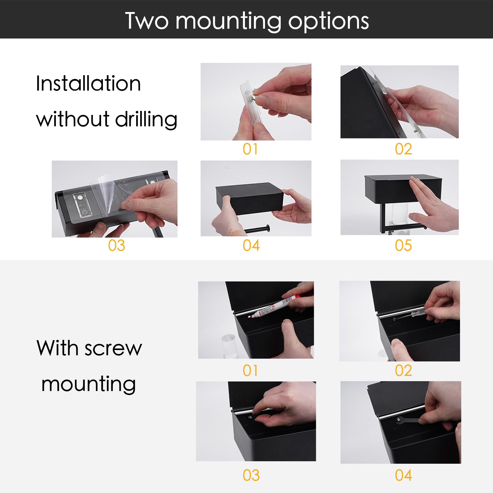 Porta Carta Igienica Con Ripiano - Acciaio Inox, Adesivo O A Vite Per Bagno - Foto 10