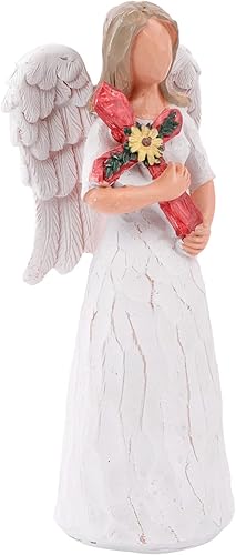 Figura coleccionable de ángel de simpatía, ángel sosteniendo una cruz, I Pray That You Grow in Christian Faith All The Days of Your Life, un regalo