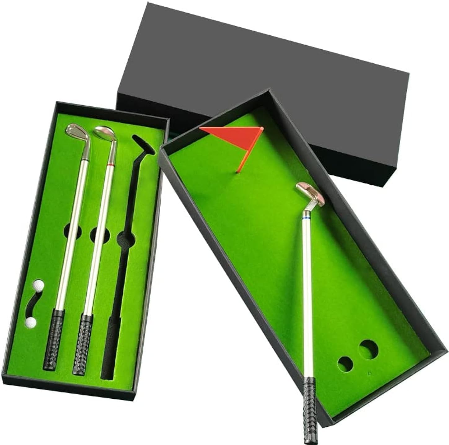 Golf Pen, Mini Golf Gift Set, Desktop Golf Ball Pen Gift, 3 Golf Clubs Pens with Balls and Flag, Dad Boss Coworkers Him Boyfriend Golfers Funny Birthday Gifts, Desktop Games Office Gadgets Desk Decor