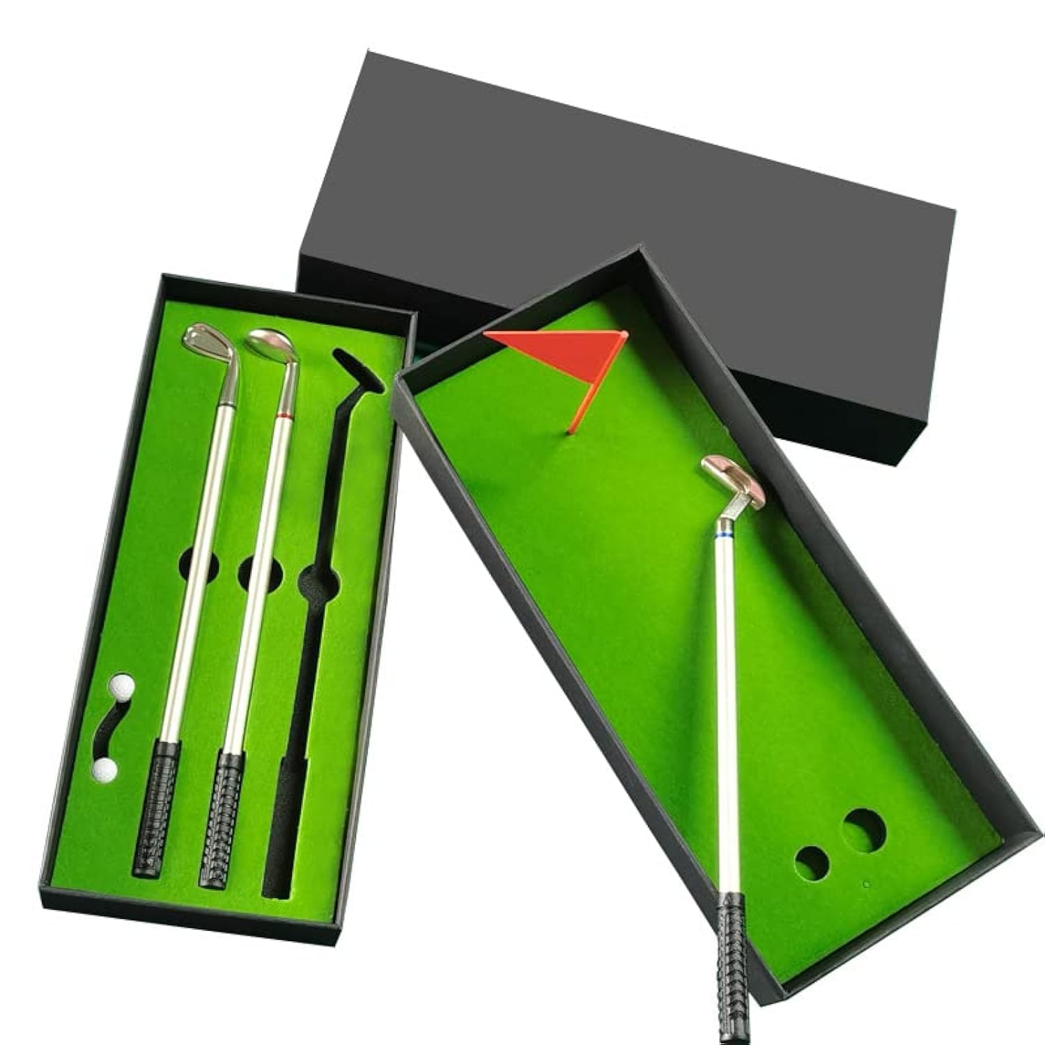 Golf Pen, Mini Golf Gift Set, Desktop Golf Ball Pen Gift, 3 Golf Clubs Pens with Balls and Flag, Dad Boss Coworkers Him Boyfriend Golfers Funny Birthday Gifts, Desktop Games Office Gadgets Desk Decor
