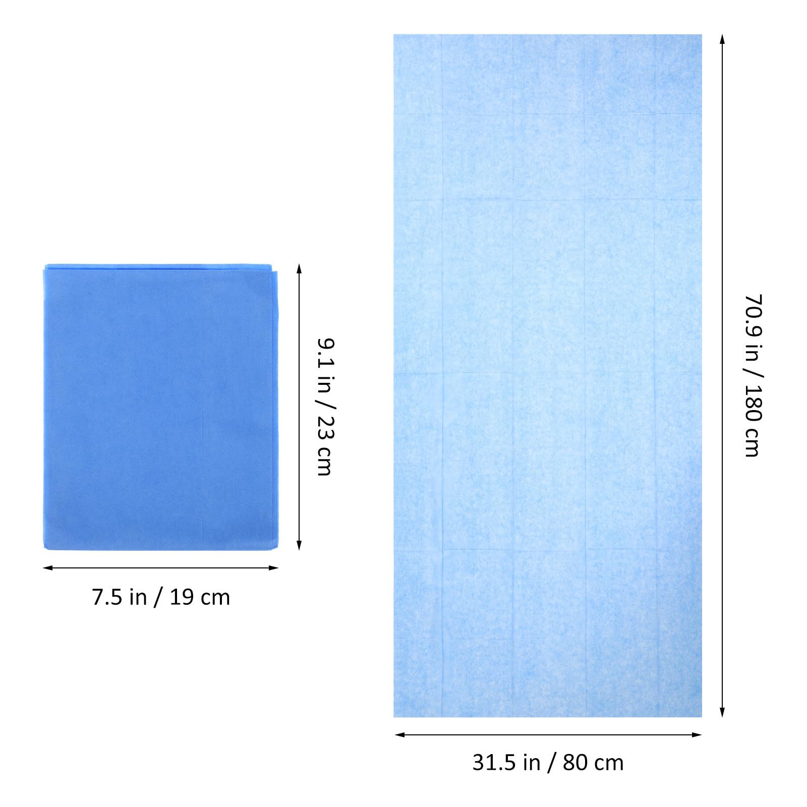 TEHAUX 100 Unidades Sábanas Desechables para Masajes de 80x180cm en Color Azul, No Tejidas, Suaves y Amigables Piel, Ideales para SPA y Salón, Paquete