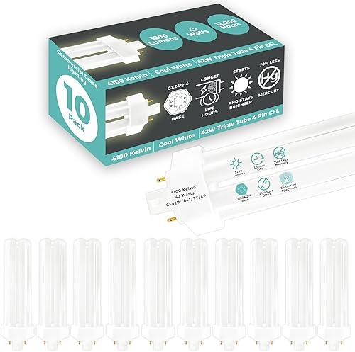 Miniatura 30 de GoodBulb Bombillas CFL de 18 W, 4 pines GX24Q-2, base 4100K, blanco frío, 18 W, alto rendimiento, 1200 lúmenes, triple tubo, bombillas fluorescentes
