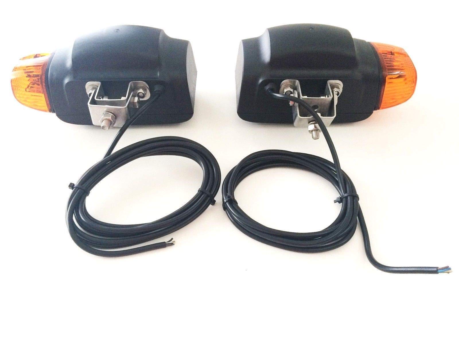 unbekannt 2x Scheinwerfer mit Blinker Universal 12V JD Bagger Radlader Gabelstapler Baumaschinen