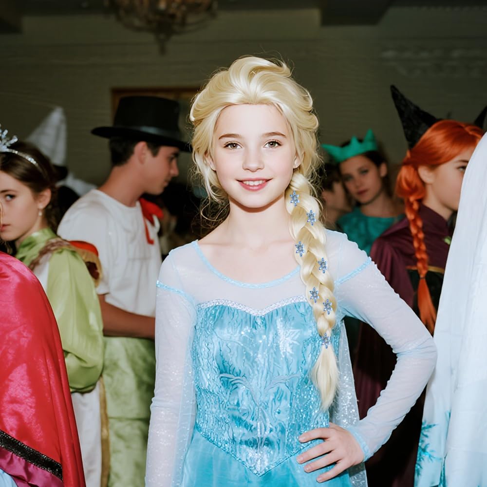 Elsa Parrucca Principessa Elsa Parrucca Principessa Bambini Capelli Principessa Costume Accessori per Bambini Ragazze Festa Compleanno Donne Natale Halloween Festa Cosplay Carnevale