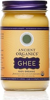 Ancient Organics Ghee, Organic Grass Fed Ghee Butter – Gluten Free Ghee, Clarified Butter, Vitamins & Omegas, Lactose Reduced, 100% Certified Organic, Kosher, USDA Certified – 16 Fl Oz (Pack of 1)