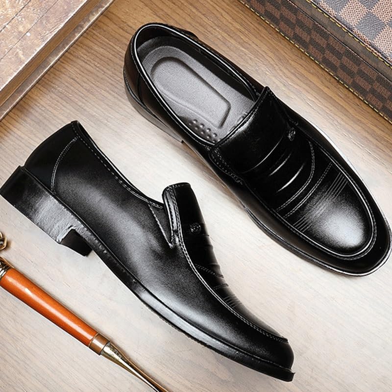Men's Patent Leather Slip-on Dress Shoes Gentleman Wedding Business Work Office Outdoor Party Casual Shoes Formal Sneakers(Black,9.5)2