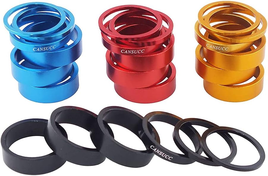 Aluminum Alloy Bike Headset Stem Spacer Fork Washer Cap for Road Bike Cycling Ring Gasket for Cycling for Bikes(Blue)