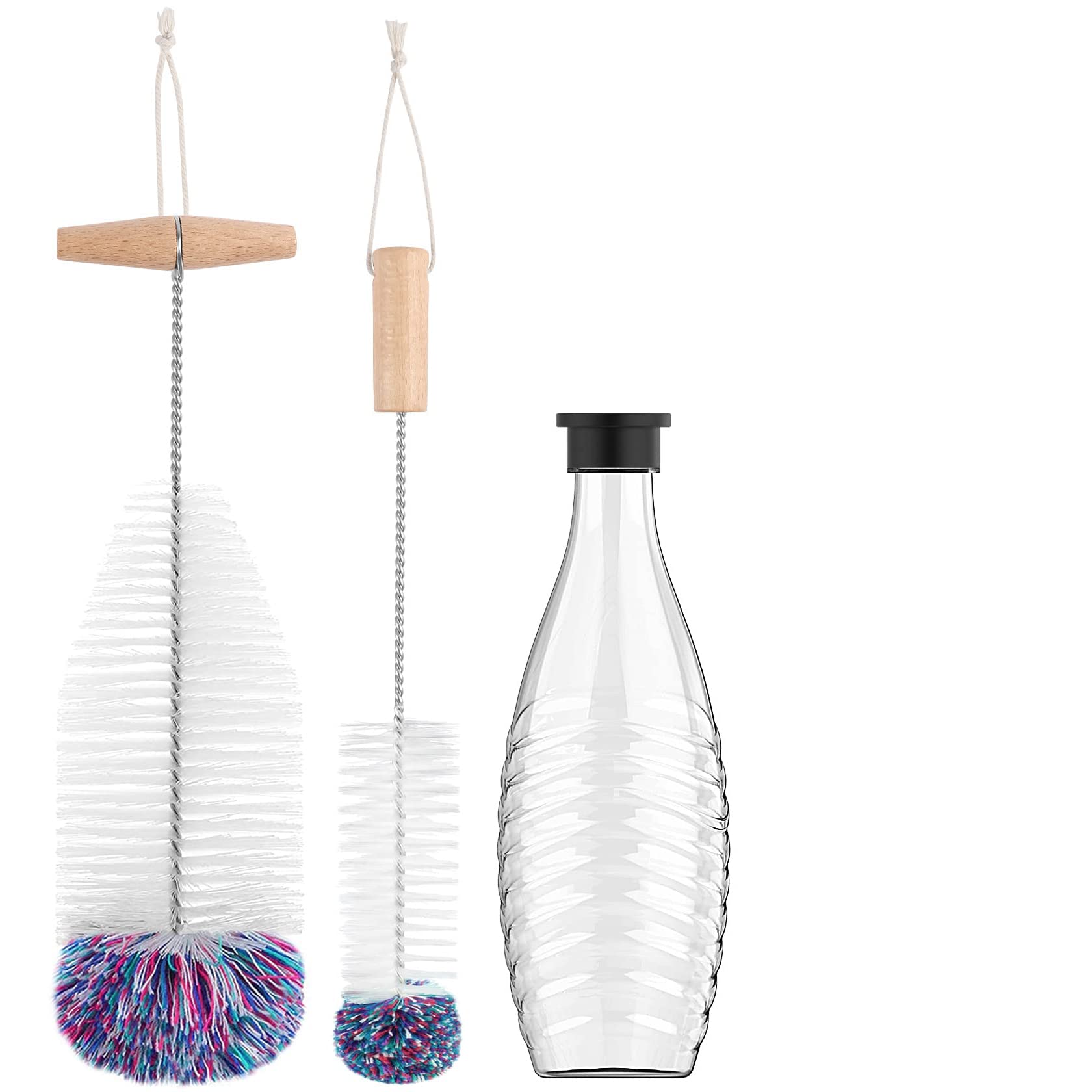 Wangcl White Bottle Brush,Bottle Cleaning Brush,For Sodastream Glass Bottles Scratch-Free Cleaning Bottle Cleaner For Glass Carafe 0.6 Litres Soda Bottles Drinking Bottles(Pack Of 2 )