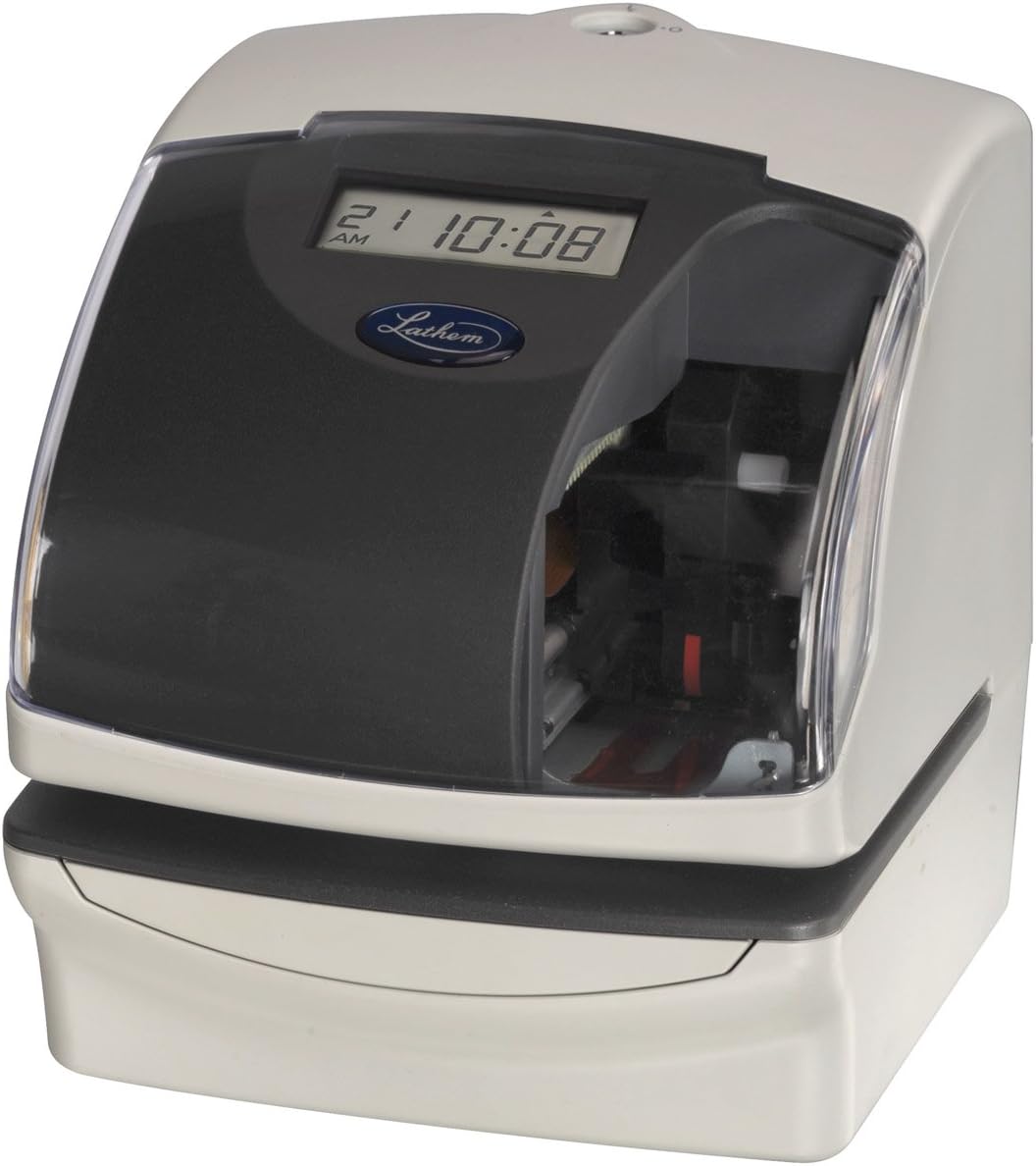 Lathem Time 5000EP 5000E Plus Electronic Time Recorder/Document Stamp/Numbering Machine, Cool Gray