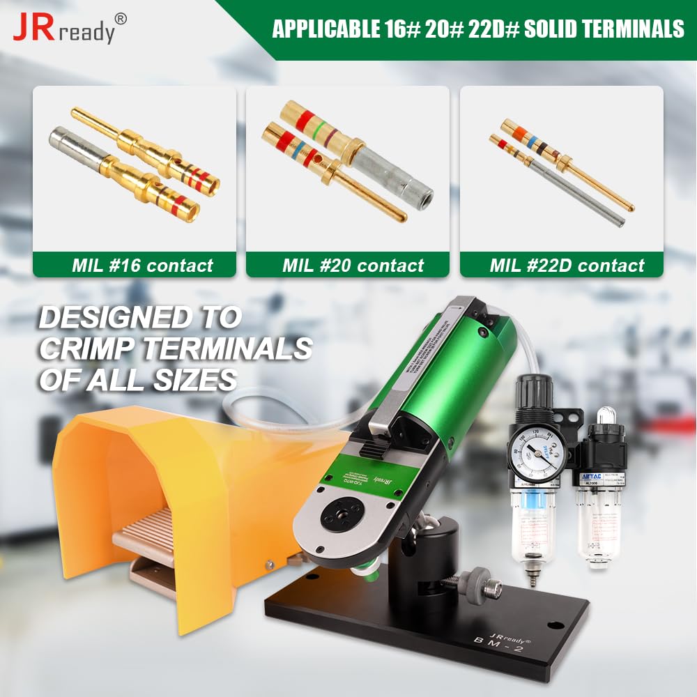 JRready YJQ-W7Q Outil de sertissage, 16 # 20 # 22D # MIL Terminal Machine à sertir pneumatique, applicable 16-28AWG fil aviation/électrique/aérospatiale/connecteurs et contacts