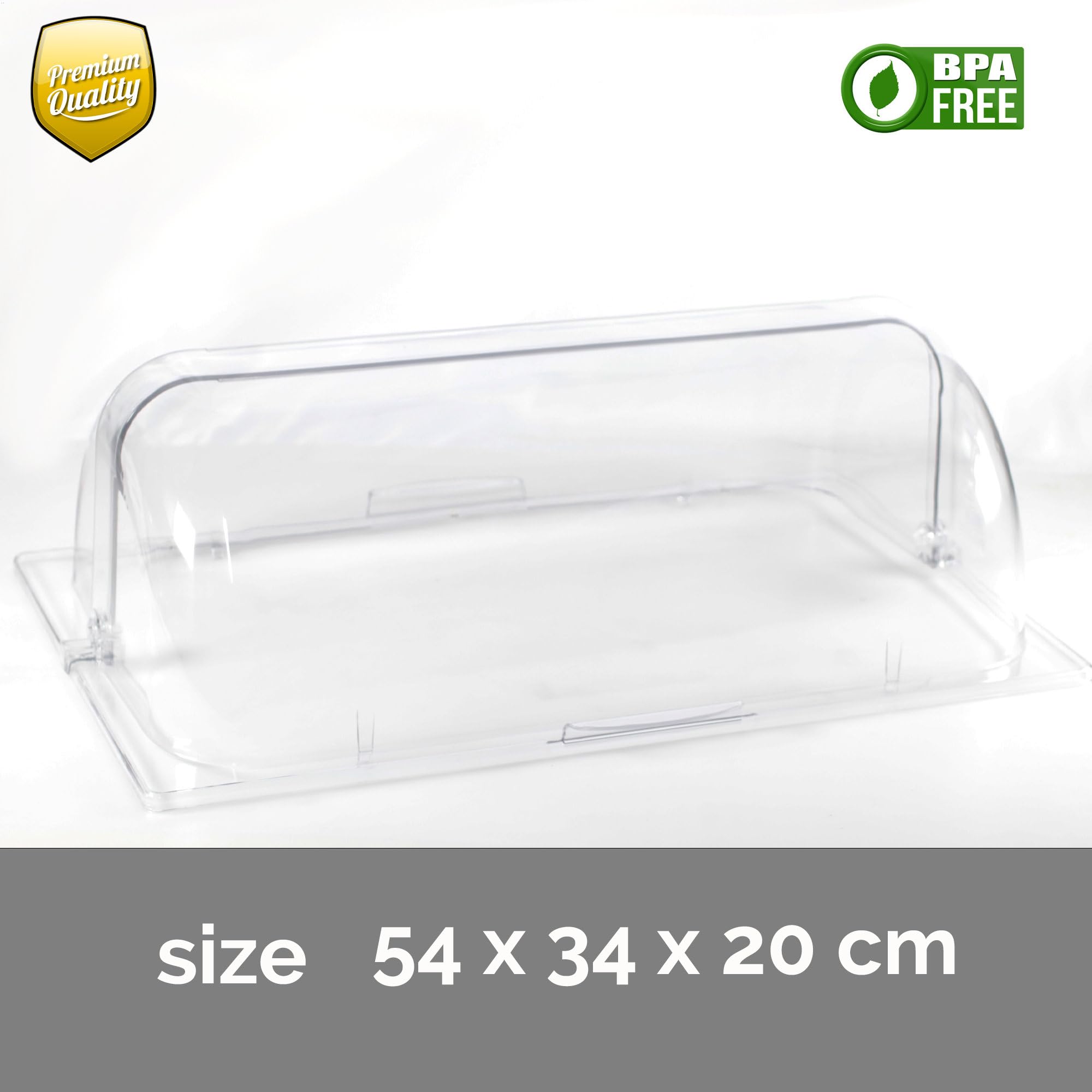 Kerafactum Rolltophaube Haube Deckel für Büfett Kühlung Kühlsystem Tablett GN 1/1 Hygieneschutz beidseitig zu Öffnen System passend für Kühlplatte Servierplatte mit Kühlschale Serviertablett