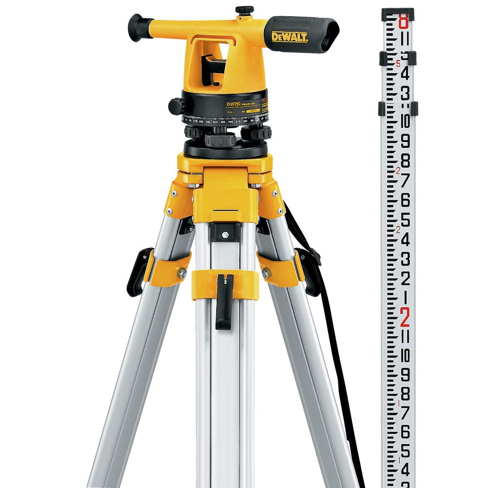 DEWALT Transit Level, Surveying Tool with Tripod and Rod, 20X Magnification (DW090PK)