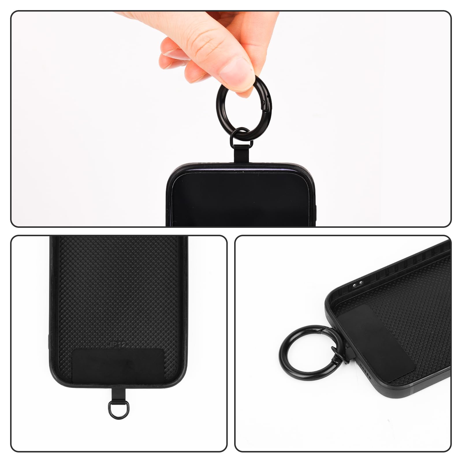 LUTER Toppa per Telefono Cellulare, Metallo Nero Toppa per Telefono con 1 Anello a Molla in Metallo Robusto Portatile Patch per Telefono per Parte di Ricambio per Telefono Cellulare