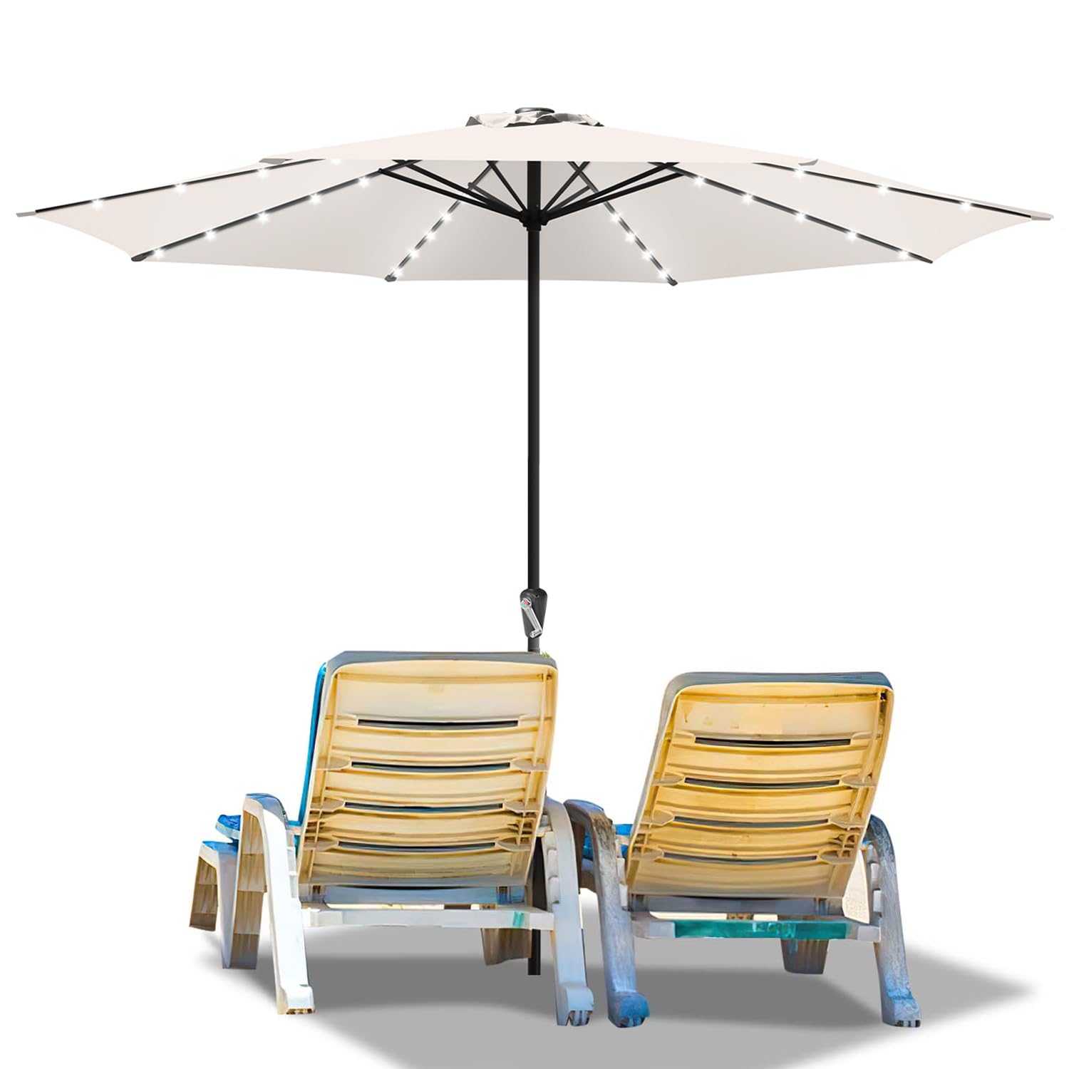 Ollewiellan Sonnenschirm Ø 350/270 cm mit Kurbel, Ampelschirm UV Schutz 50+ Strandschirm, Sonnenschutz, Gartenschirm wasserdicht für Terrasse, Balkon, Pool, ohne Ständer