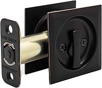 Vista 2 de Stone Harbor Hardware Cerradura de puerta de bolsillo cuadrada contemporánea, función de privacidad, fondo de 2-3/8", bronce vintage