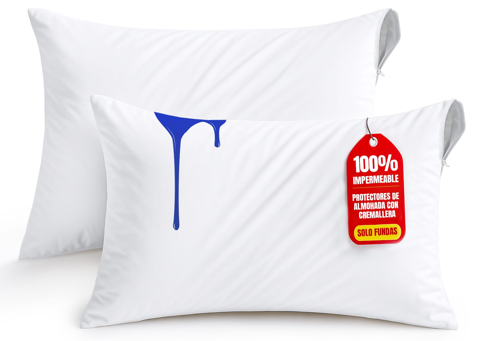 Utopia Bedding Protector de Almohada Impermeable 50x70 cm (Juego de 2) con Cremallera, Funda Almohada Certificado Oeko-Tex