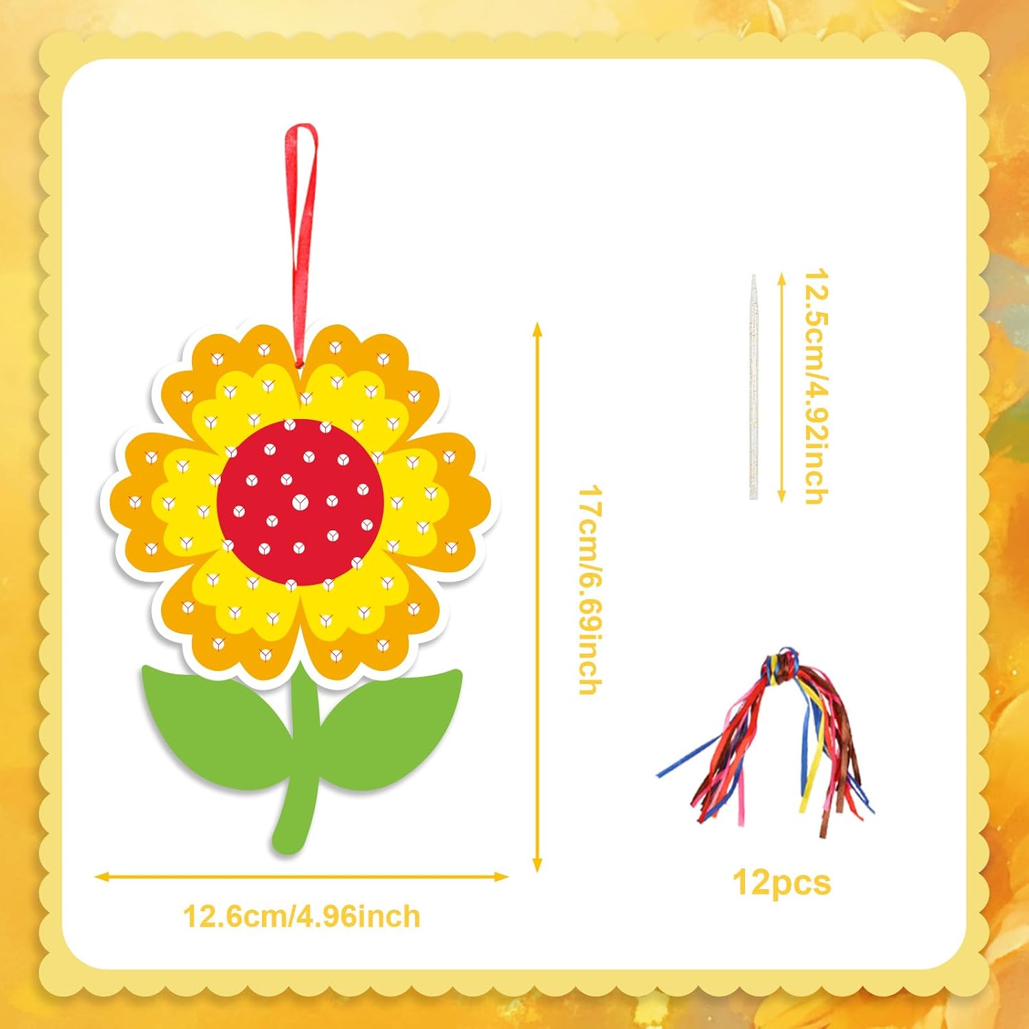 Fennoral 24 Pack Sunflower Craft Kit for Kids Make You Own Sunflower Poke in Art and Crafts DIY for Boys Girls Classroom Activities Spring Summer Birthday Party Decoration