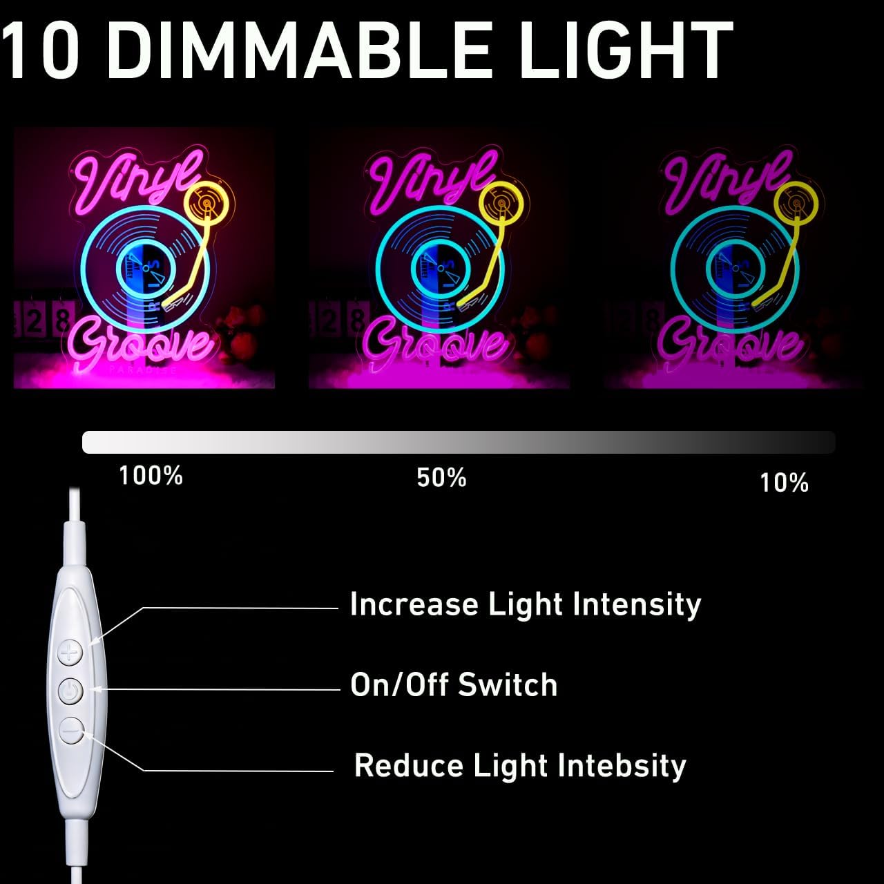 Vinyl Record Groove Neon Sign Music Neon Sign for Wall Decor, Dimmable LED Neon Light for Studio Bedroom Bar Man Cave, Retro Music Wall Art Gift for DJ or Music Lover