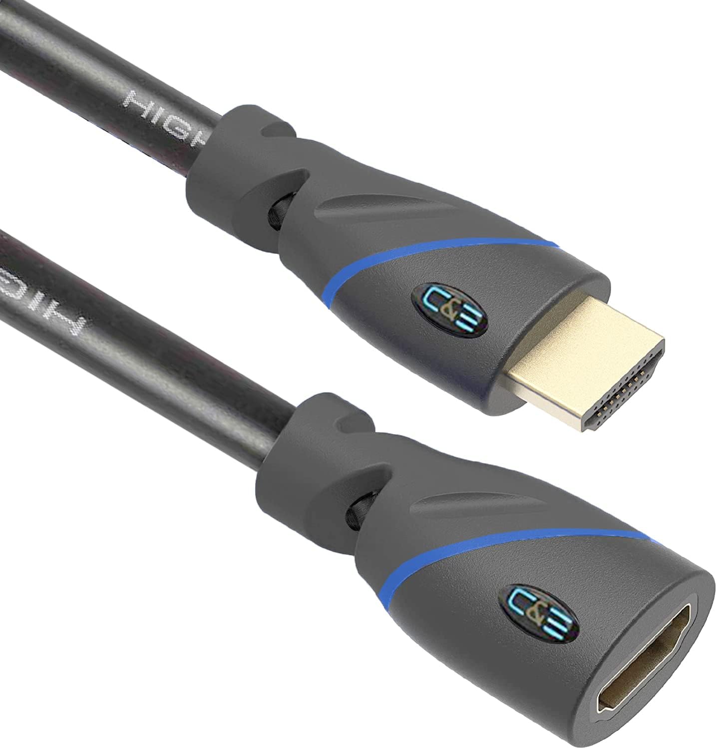 C & E HDMI-10 Ft -(M-F) 4K HDMI Cable High Speed 10.2GbpsCable,4K, 3D, 2160P, 1080P, Ethernet -ARC (Black, For TV)