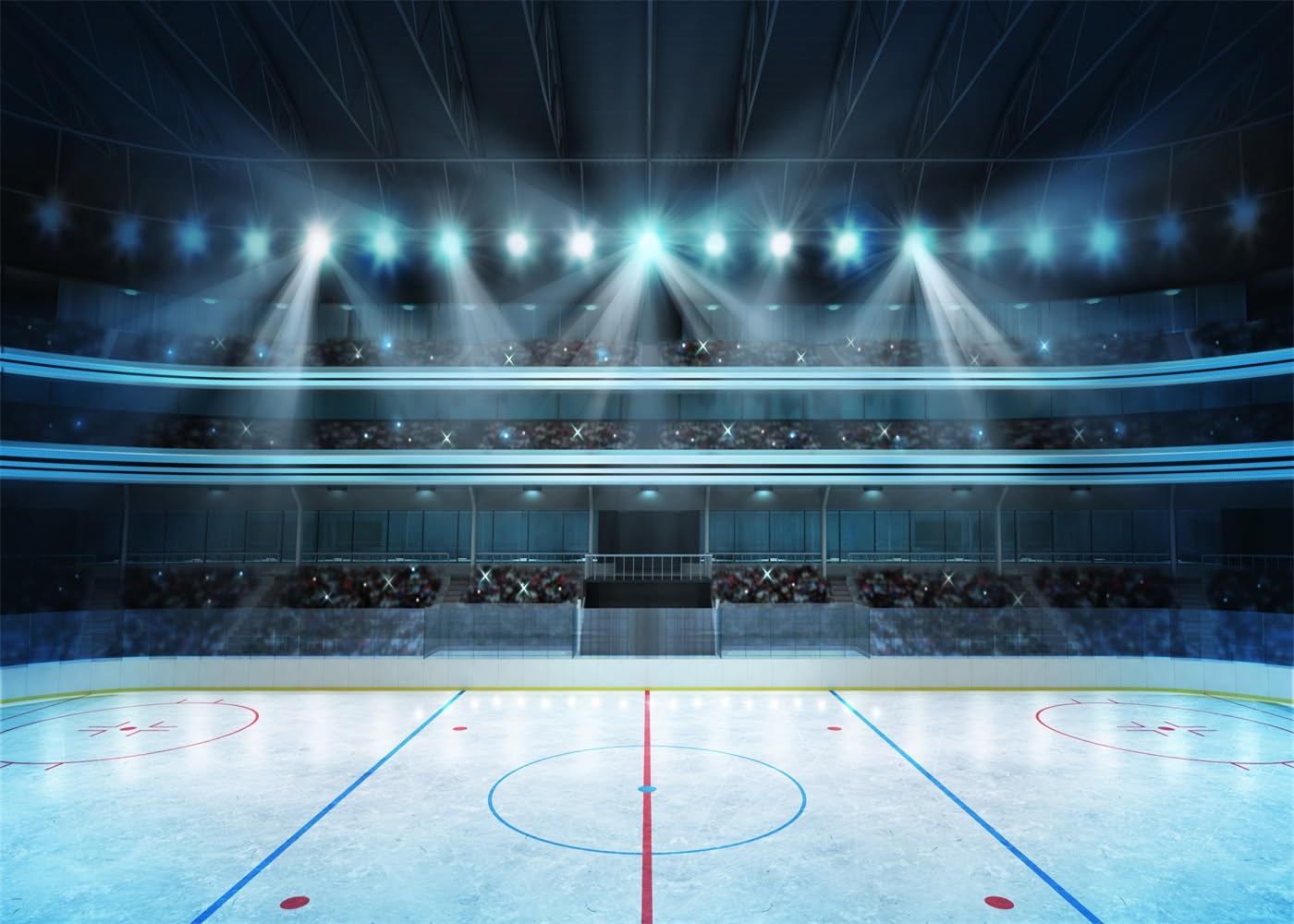 Fmarui Hockey Stadium Backdrop Ice Rink Ssport Arena Photography Background Kids Birthday Photoshoot Hockey Party Decoration Studio Props, 10x8FT