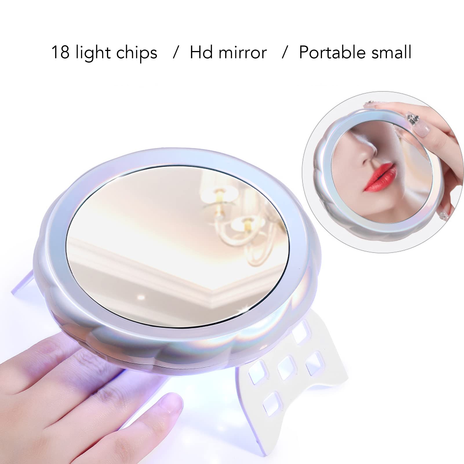Sonew Mini Nail Lamp, 18 Light Chips UV Lamp for Gel Nails, USB Foldable Portable 18W Power Manicure Lamp, One Button Timing Design, New Mirror Design for Nail Gel Manicure