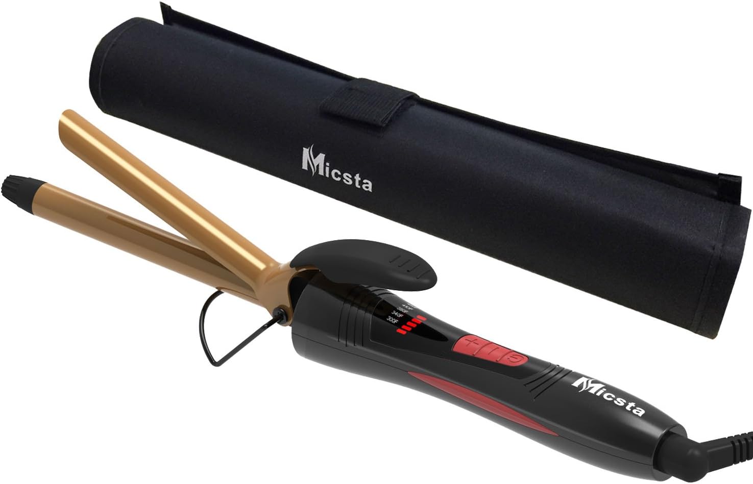 Professional Curling Iron Instant Heat, Ionic Curling Wand Long Barrel Ceramic Tourmaline Coated No Damage, Hair Curler Temperature Control for Salon Home Travel, Dual Voltage, Gold(1/2" (13mm)