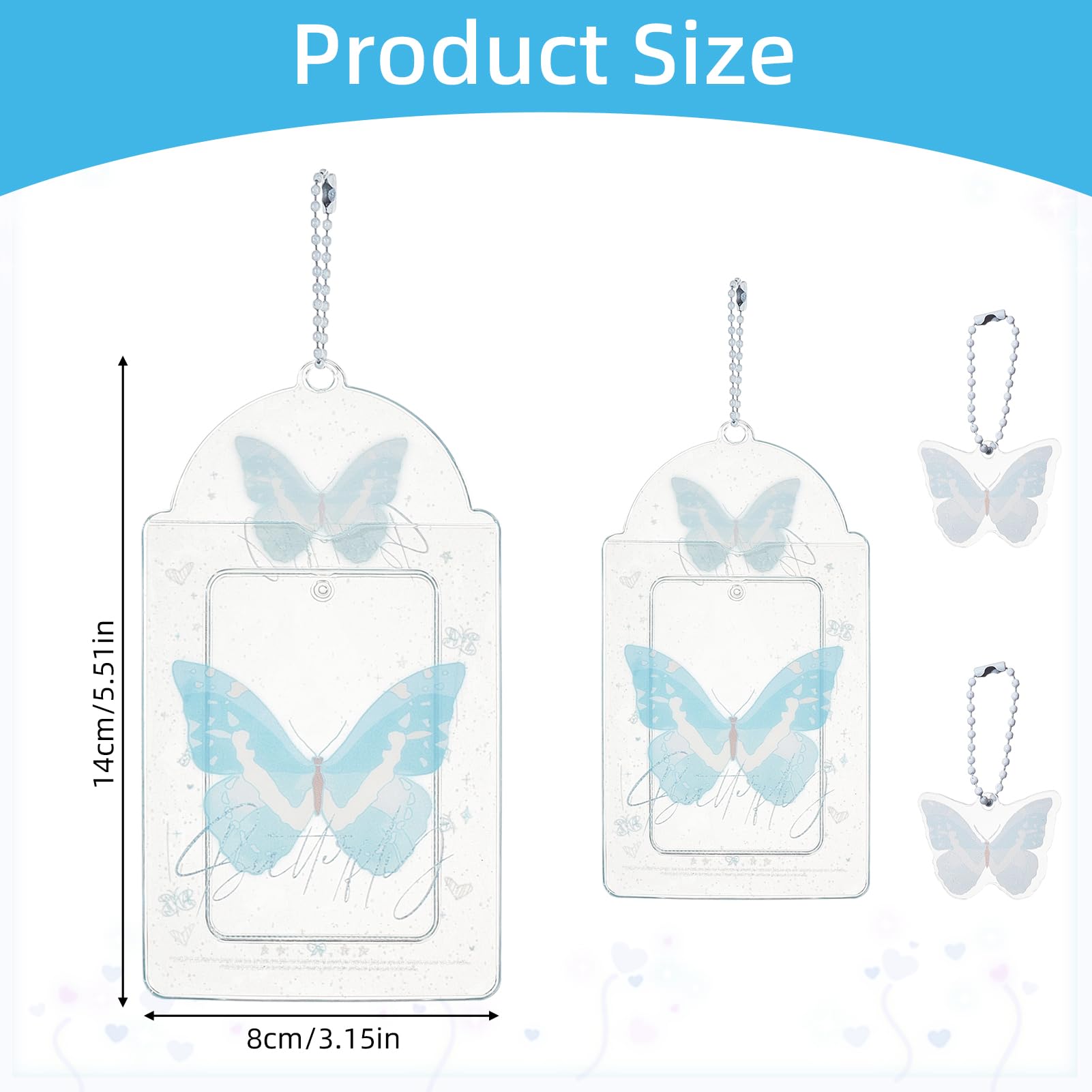 NICENEEDED 2PCS Kpop Photocard Holder 8 X 14CM Butterfly Keychain Y2K PhotoCard Holders ID Bus Card Holders Kawaii Kpop Accessories - Image 2