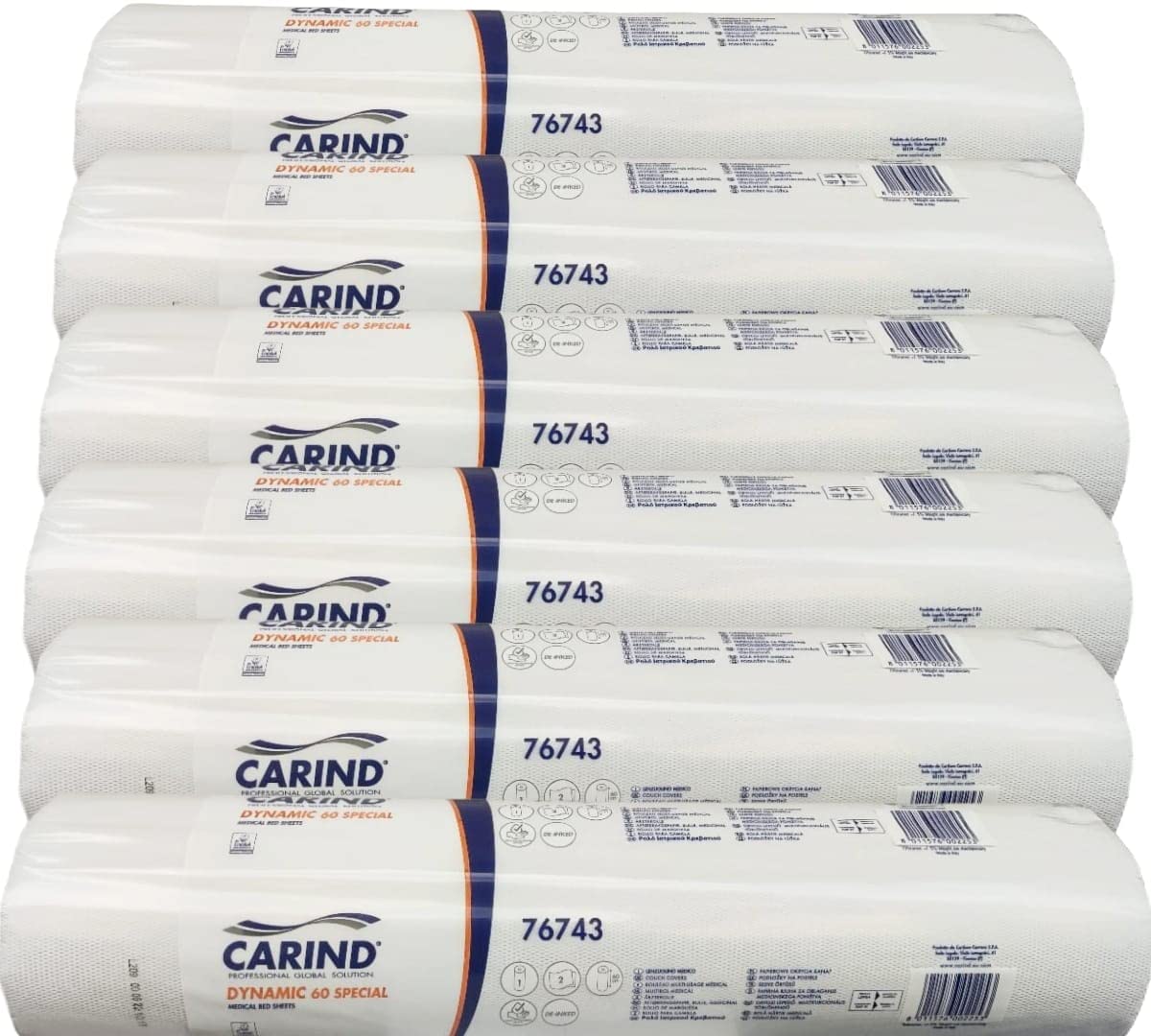 Lenzuolino Medico in rotolo per lettino medico, massaggio o estetista, 2 veli, 175 strappi, Bianco 60 x 66,5 mt (Ogni confezione 6 Rotoli)