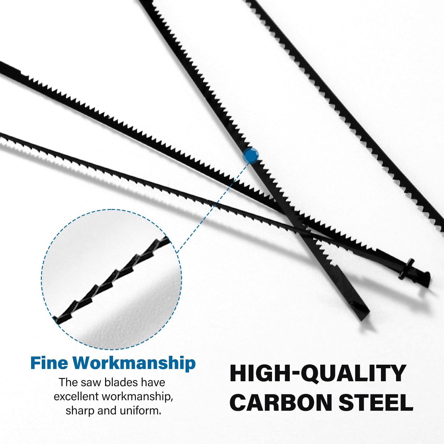 VooGenzek 40 PCS Scroll Saw Blades Set, 10/15/18/20/24 Teeth Carbon Steel Coping Saw Blade, Pinned Scroll Saw Blade - Image 3