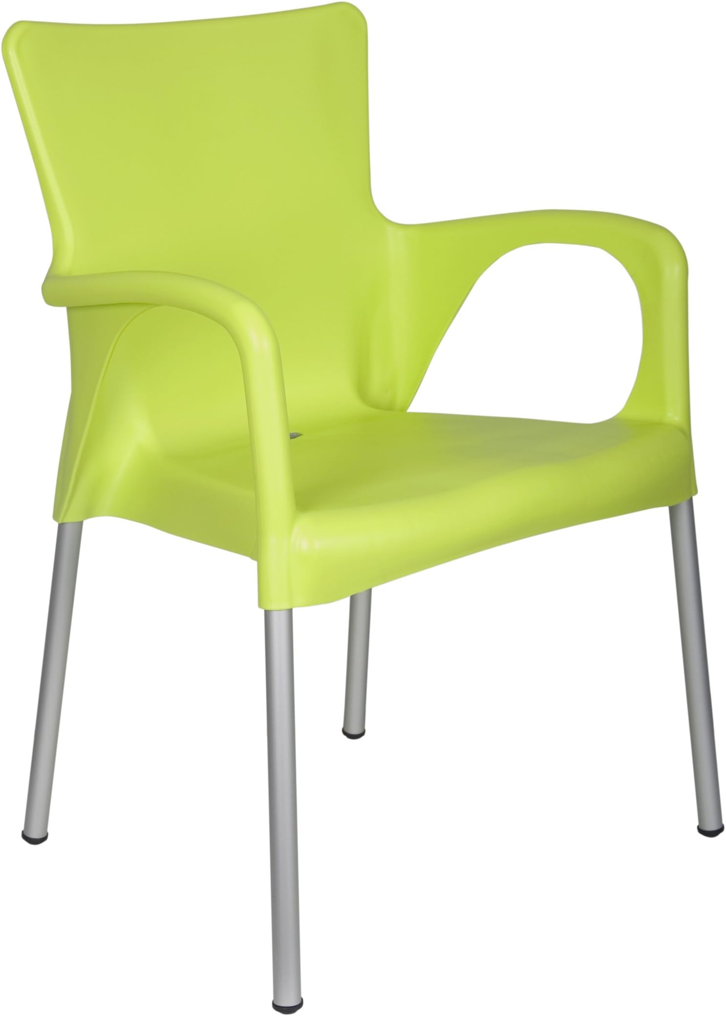 Ana Collection Wide Square Back Durable Plastic Chair - Lemon