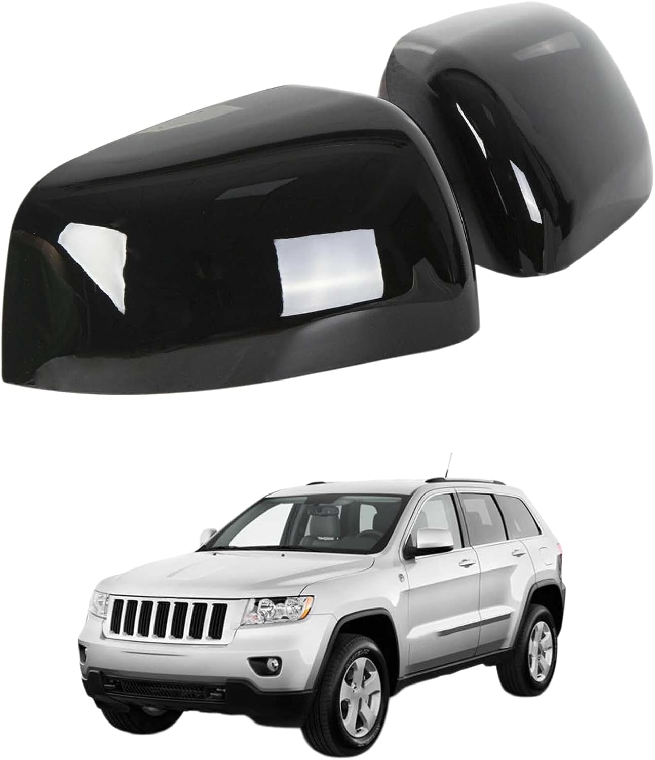 YIXINYI Side Wing Mirror Cover For Jeep Grand Cherokee 2011-2020, Car Left Right Side Rearview Mirror Cap Wing Replacement,Black