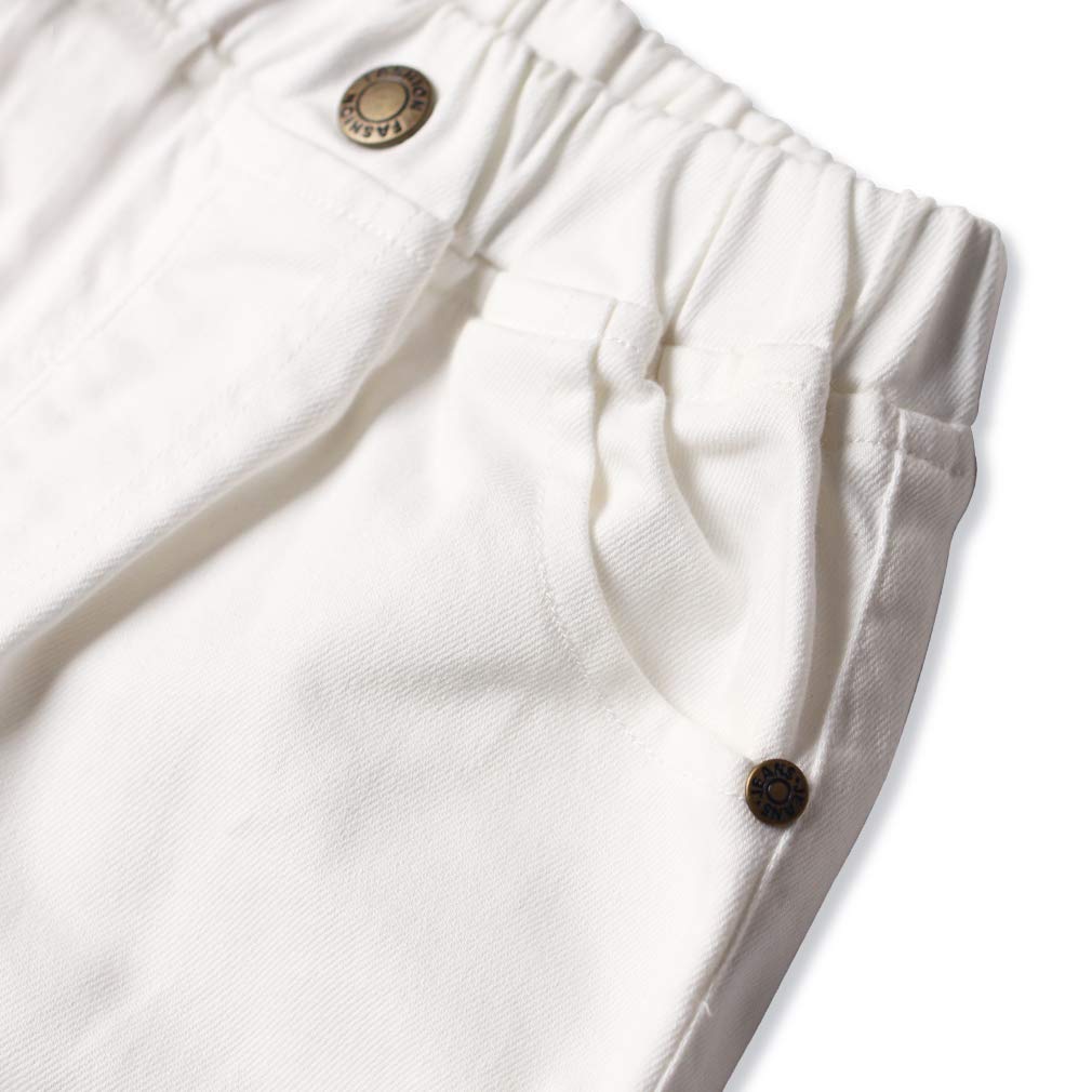 BINIDUCKLING Pantalon chino uniforme garçon coupe droite taille élastique pantalon d'école pour garçons de 3 à 14 ans