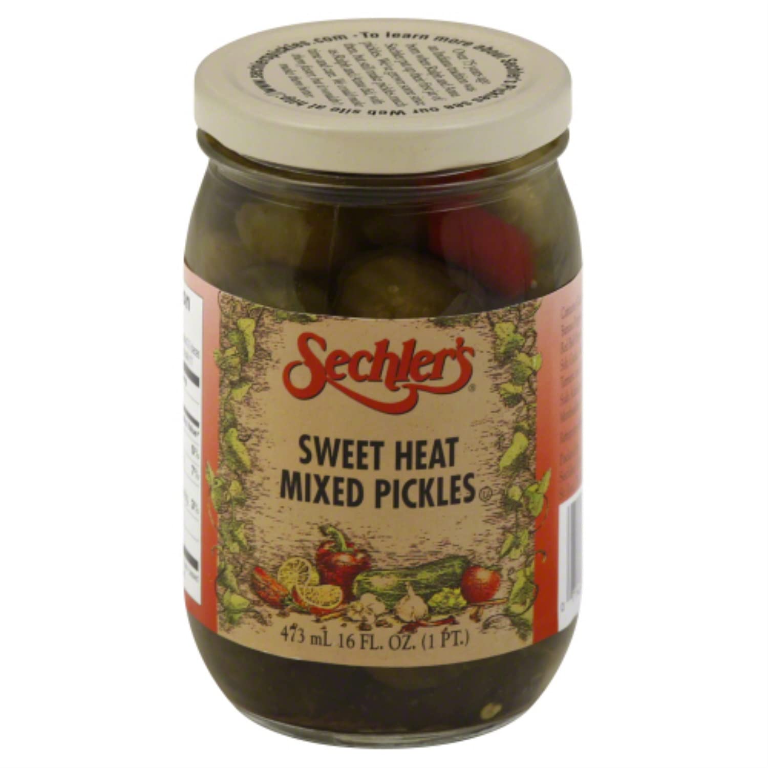 SECHLERS, PICKLE SWT MIXED HEAT, 16 OZ, (Pack of 6)Q