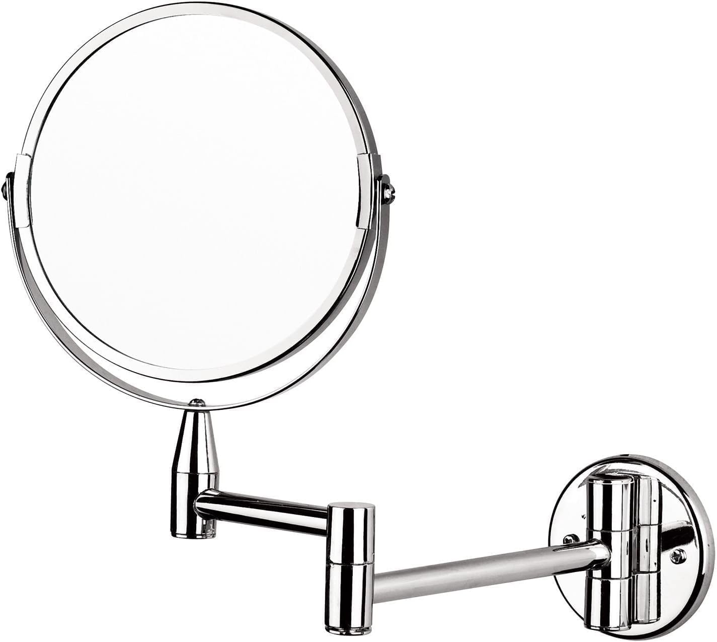 Comfynex Chrome Design A Wall Mirror - Dual Sided, 3X Magnification, Extendable, 360° Swivel, Round Makeup & Shaving Mirror (, Standared)