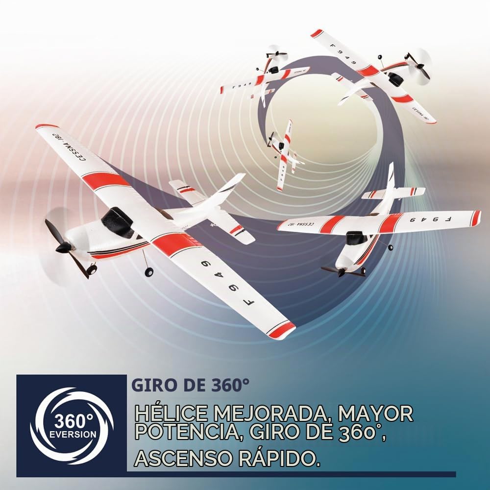 F949 Avión RC 3D6G 3CH RTF Avión de Control Remoto con Giroscopio, 720 Motor, CESSNA-182 Aviones para Exteriores para Adultos y Principiantes (2BSL+Motor)