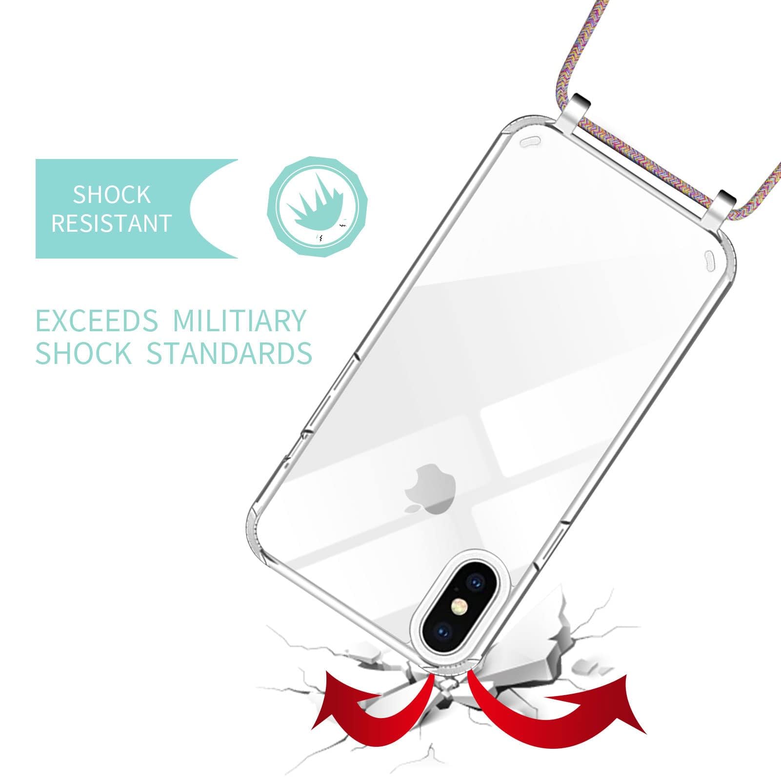 Custodia Con Collana Per IPhone X/XS – Cover Trasparente Con Cordoncino Regolabile, Arcobaleno - 5