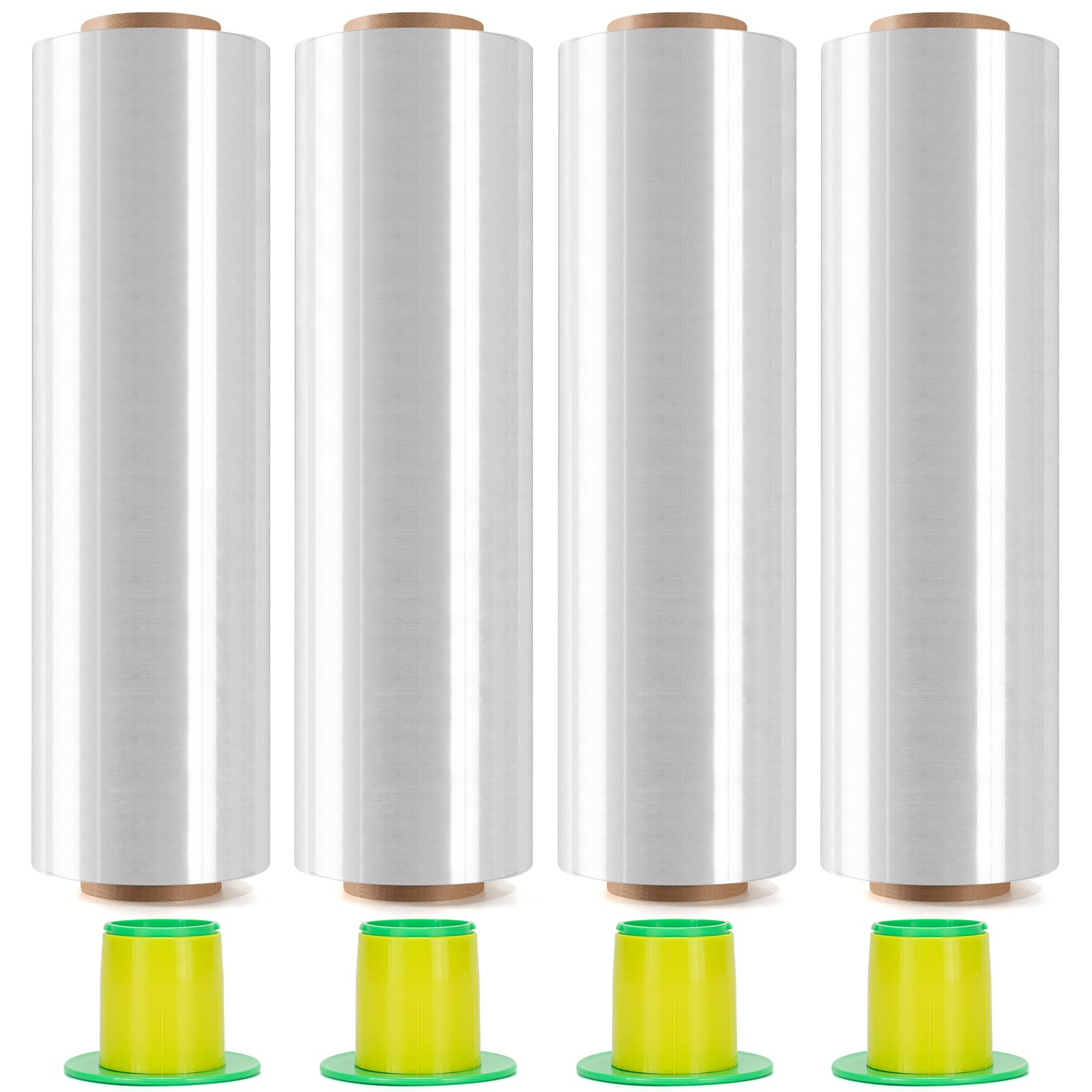 4 Rotoli di Film Estensibile Trasparente per Imballaggio e Trasloco, Film Aderente 250 m x 400 mm con Maniglia di Rotazione in Plastica, Ideale per Imballaggio e Trasloco