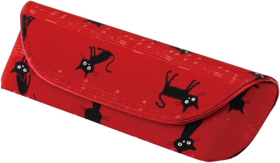 パール(Pearl) 眼鏡ケース 赤 黒猫のワルツ セミハード 猫柄 HFU-69 092356