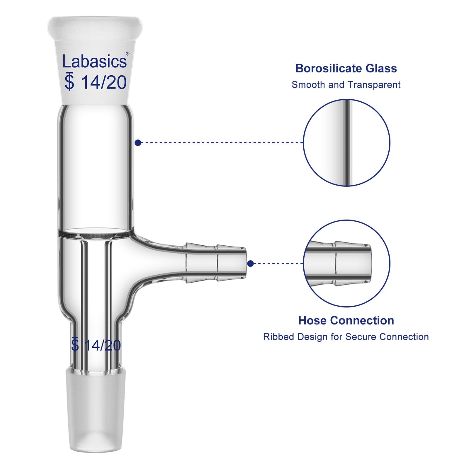 Labasics Glass Vacuum Take Off Adapter, Straight, Short Stem with 14/20 Joints — Amazon image 2