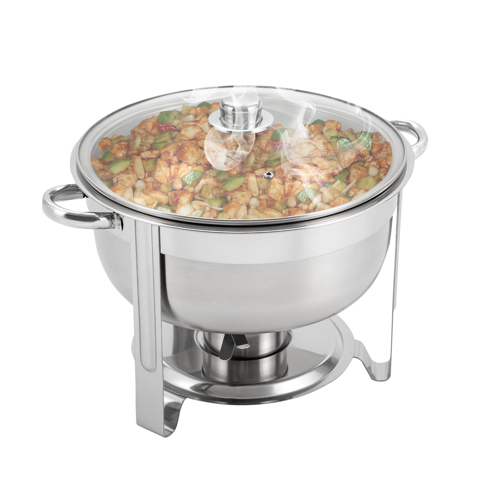 Set da buffet rotondo Chafing Dish in acciaio inox con padella e coperchio, contenitore termico per alimenti, per feste, cene, hotel e altre occasioni