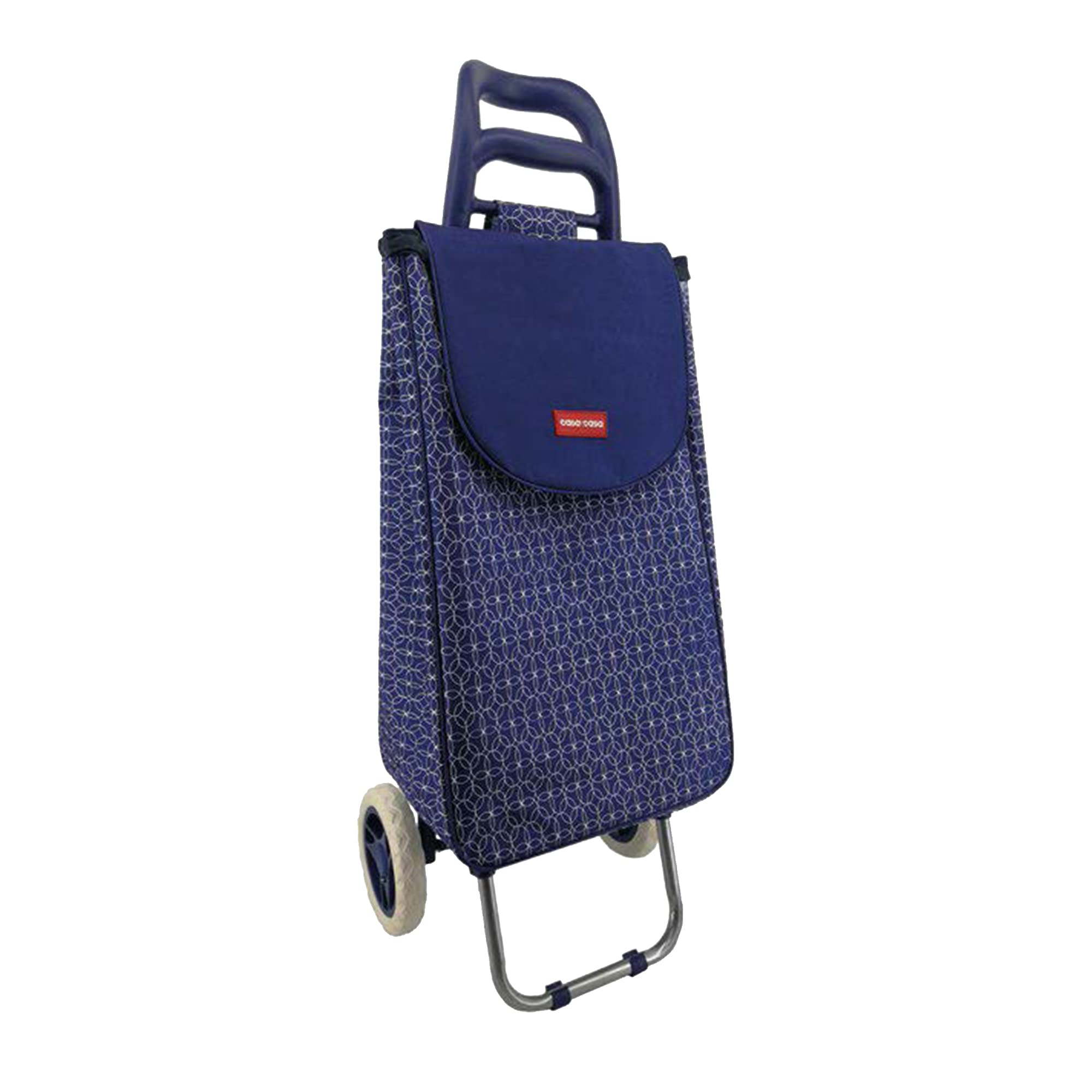 Casa & Casa Geometric Casa&Casa Shopping Trolley On Wheels | 45L Huge Capacity Elegant And Foldable Shopping Cart For Groceries|2 Wheel| Thermal Liner | Bespoke Designs