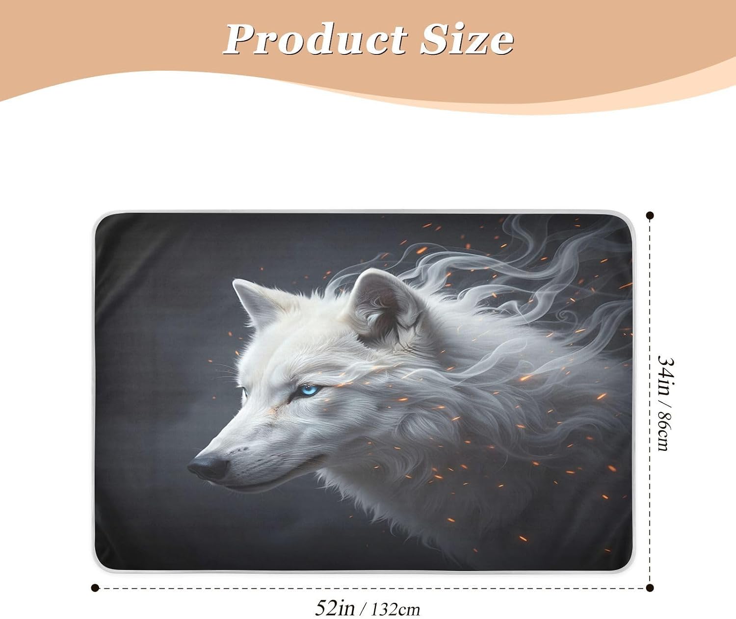 CEBUGI 34” x 52”Washable Underpads Heavy Absorbency Waterproof Incontinence Bed Pads Wolf Head Pee Pads for Adults Kids and Baby
