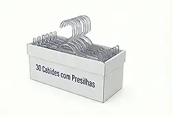 10 Cabides com Presilha em Acrílico Transparente, Cabide Saia, Shorts e Calça.