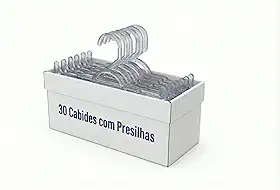 10 Cabides com Presilha em Acrílico Transparente, Cabide Saia, Shorts e Calça.